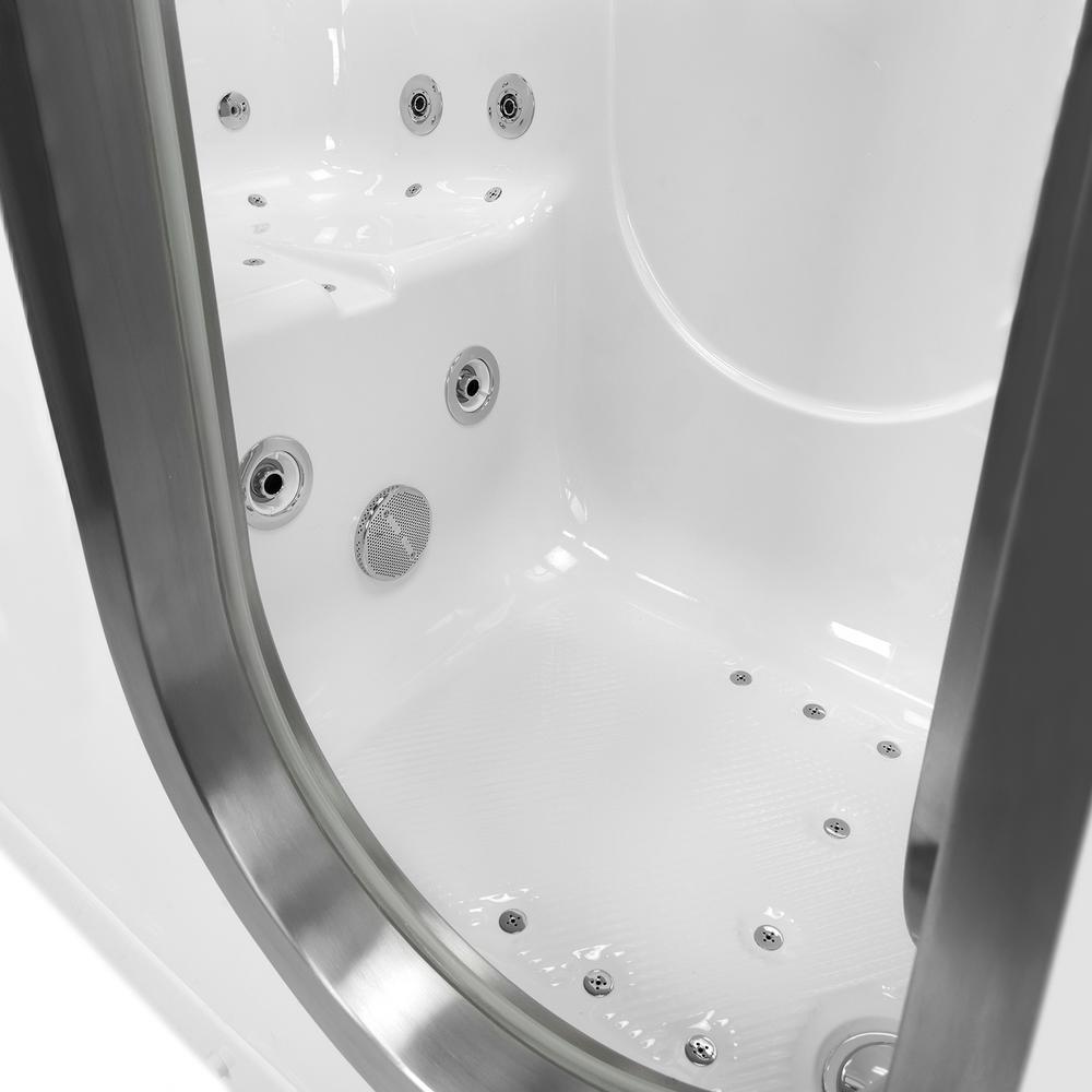 Deluxe 55 in. Acrylic Walk-In Whirlpool and Air Bath Bathtub in White, Fast Fill Faucet, Heated Seat, RHS Dual Drain - Super Arbor
