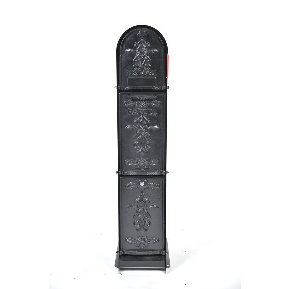 Bountiful Life 3-Door Front Access Lockable Ground Mount Mailbox in Black - Super Arbor