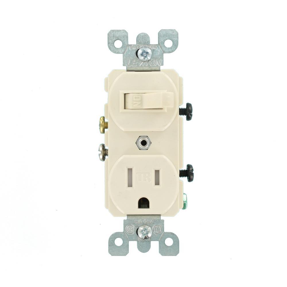 15 Amp Tamper-Resistant Combination Switch/Outlet, Light Almond - Super Arbor