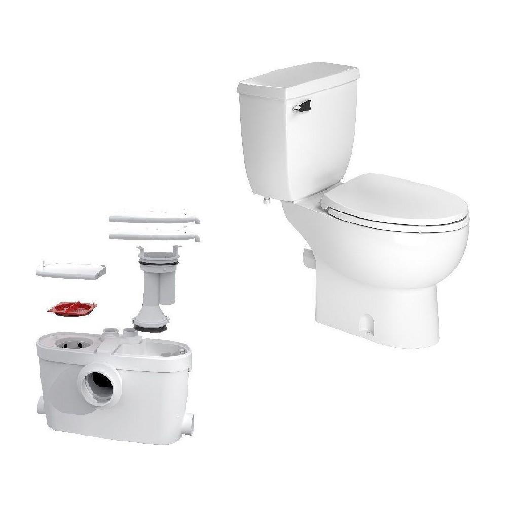 SaniAccess3 2-Piece 1.280 GPF Single Flush Round Toilet with .5 HP Macerating Pump in White - Super Arbor