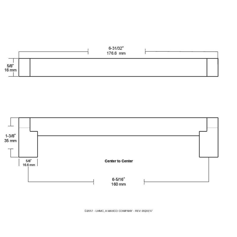 Stratford Bar 6-5/16 in. (160 mm) Matte Black Cabinet Pull - Super Arbor