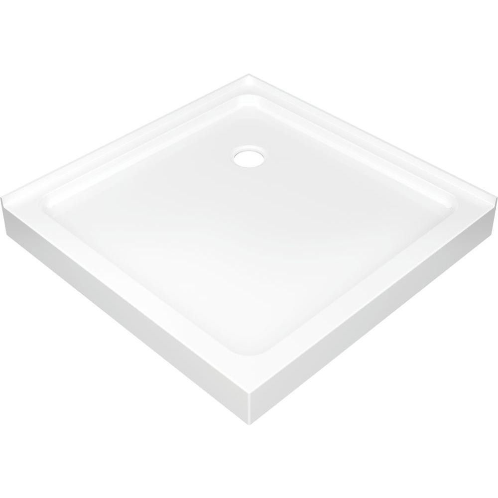 36 in. x 36 in. Double Threshold Corner Shower Base in White - Super Arbor