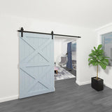 8 ft./96 in. Black Sliding Barn Door Track and Hardware Kit with I-Shape Hanger For Single Door - Super Arbor