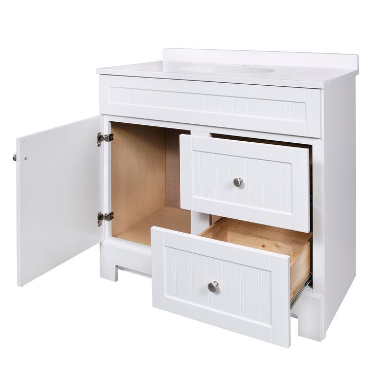 Style Selections Ellenbee 36.5-in White Single Sink Bathroom Vanity with White Cultured Marble Top