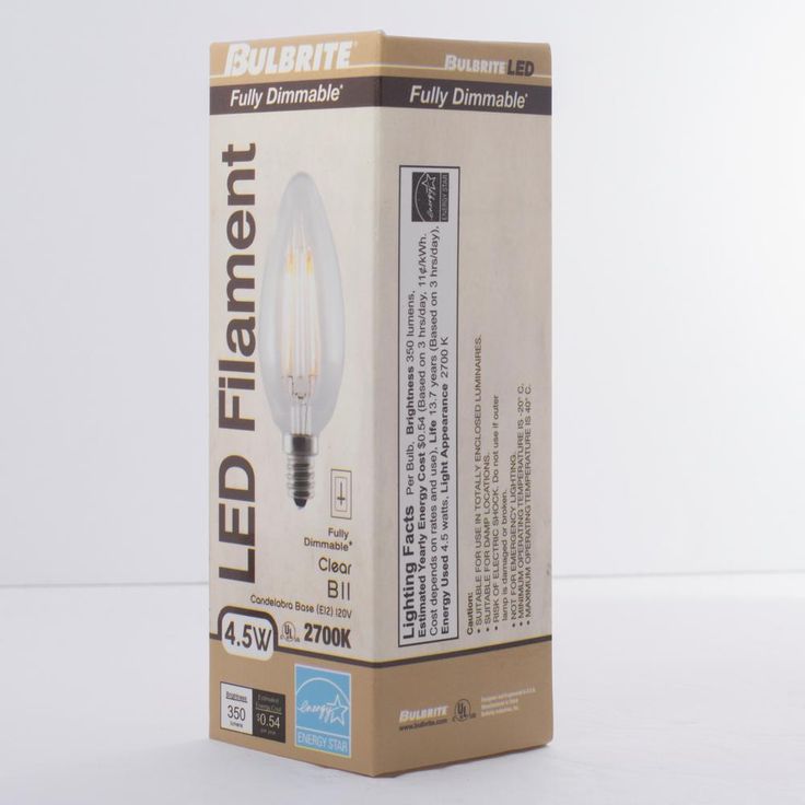 Bulbrite 40W Equivalent Warm White Light B11 Dimmable LED Filament Light Bulb (4-Pack)