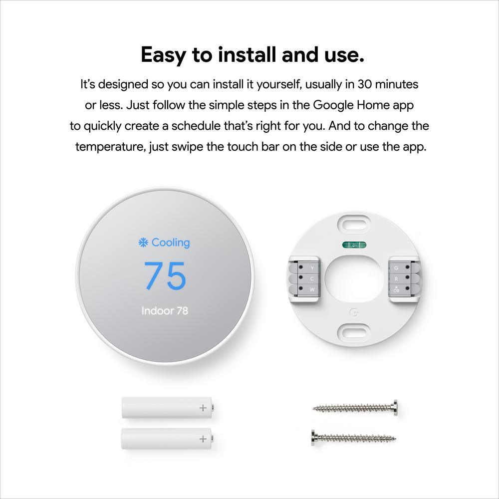 Nest Thermostat - Smart Programmable Wi-Fi Thermostat - Snow - Super Arbor