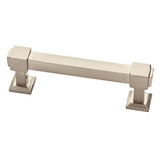 Classic Square 3 in. (76mm) Center-to-Center Classic Satin Nickel and Clear Glass Bar Drawer Pull - Super Arbor