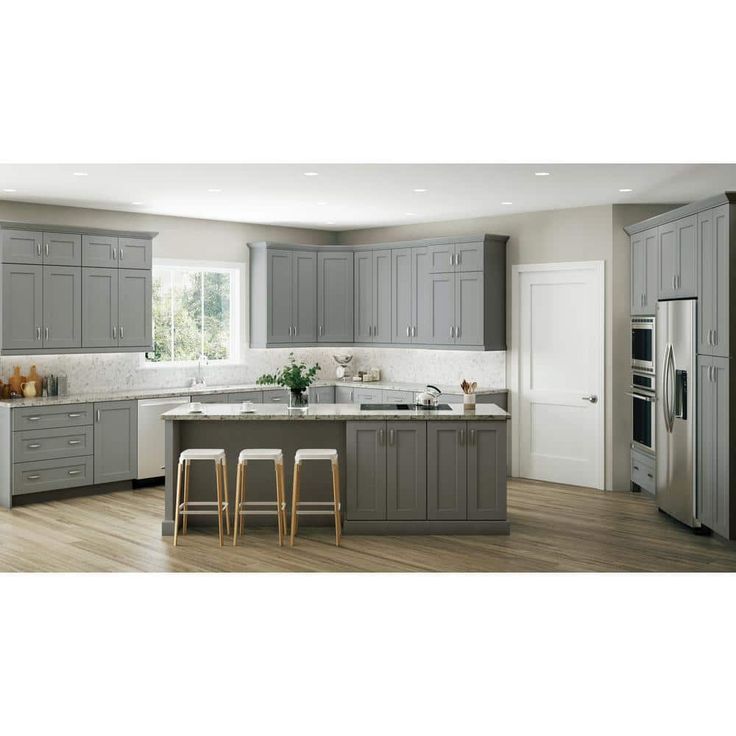 Home Decorators Collection Washington Veiled Gray Plywood Shaker Assembled Vanity Sink Base Kitchen Cabinet Sft Cls 36 in W x 24 in D x 34.5 in H