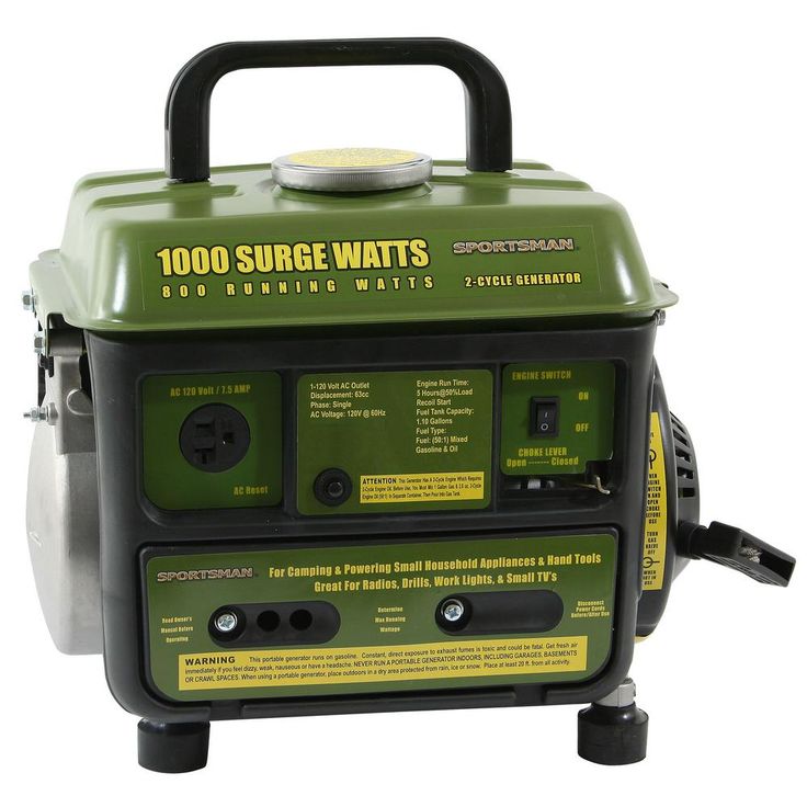 Sportsman 1,000/900-watt Gasoline Powered Portable Generator with 2-Stroke Brushless Motor