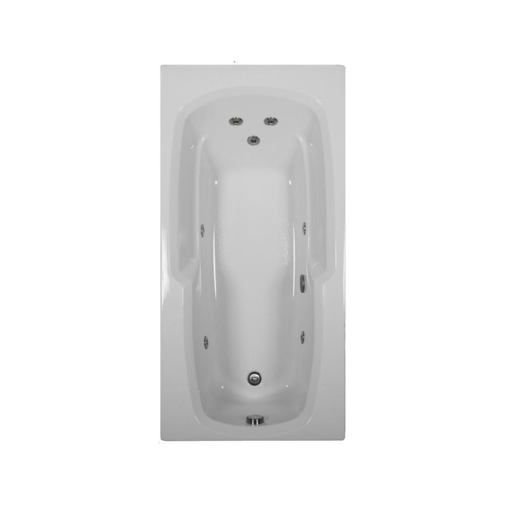 66 in. Rectangular Drop-in Whirlpool Bathtub in White - Super Arbor