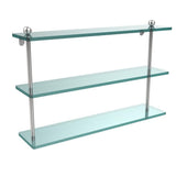 22 in. L  x 15 in. H  x 5 in. W 3-Tier Clear Glass Bathroom Shelf in Satin Nickel - Super Arbor