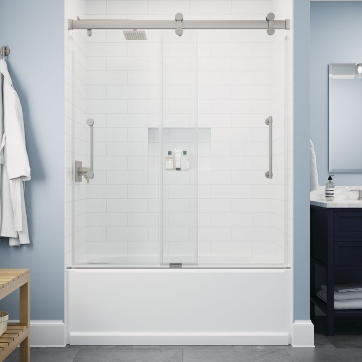Paxos 60 in. W x 62-1/4 in. H Frameless Sliding Bathtub Door in Matte Black with 5/16 in. (8mm) Tempered Clear Glass