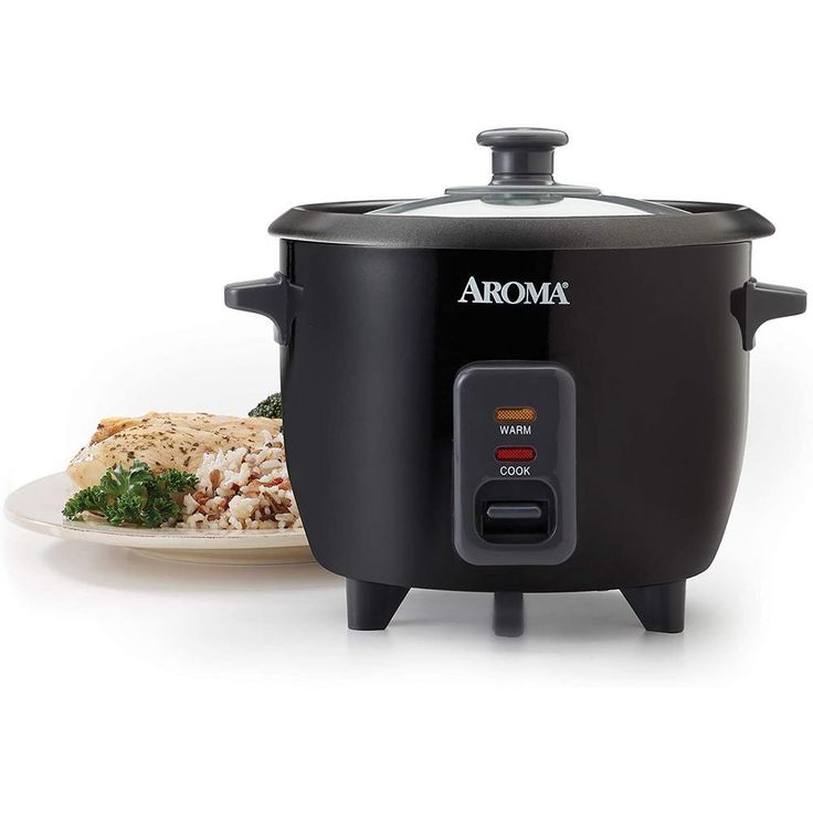 6-Cup Black Rice Cooker with Removable Steam Tray