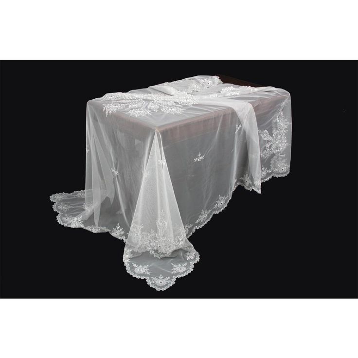 80 in. x 80 in. Merrigold Lace Embroidered Tablecloth with Beaded Accents