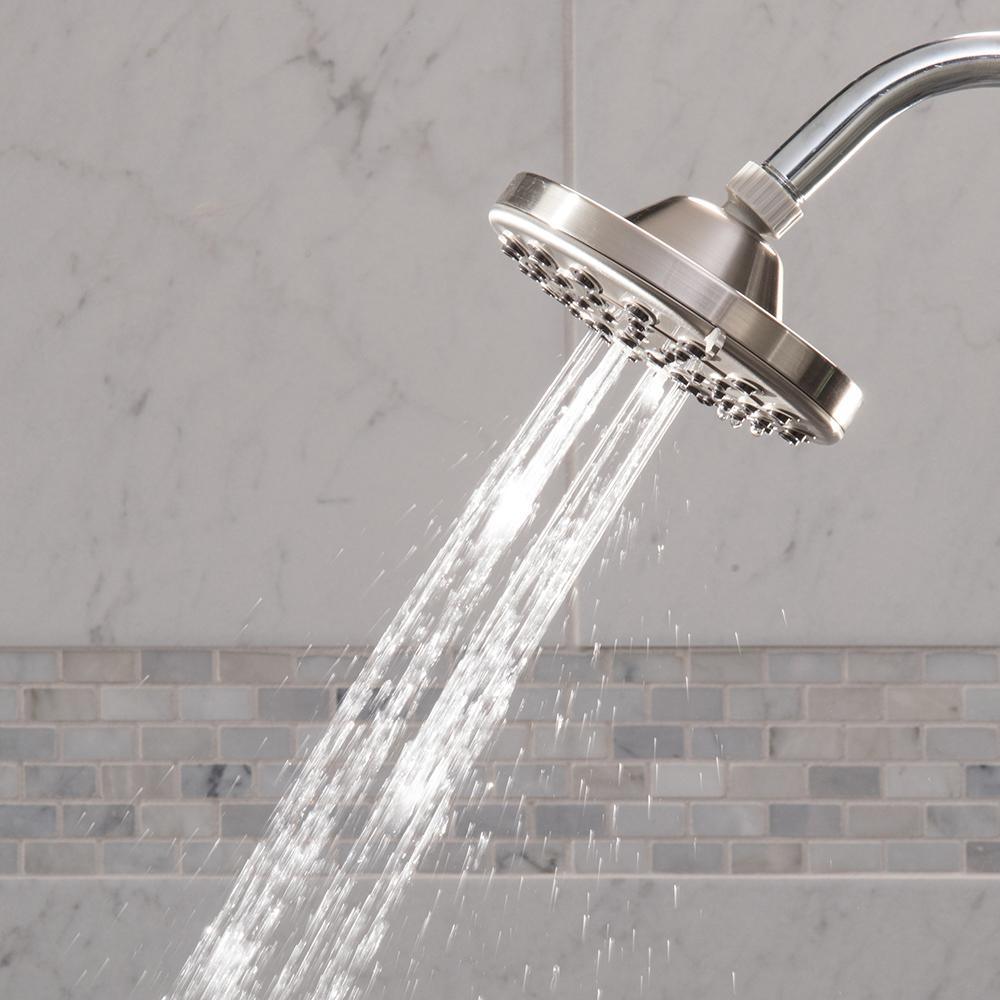 6-Spray 6 in. Single Wall Mount Low Flow Fixed Rain Shower Head in Brushed Nickel - Super Arbor