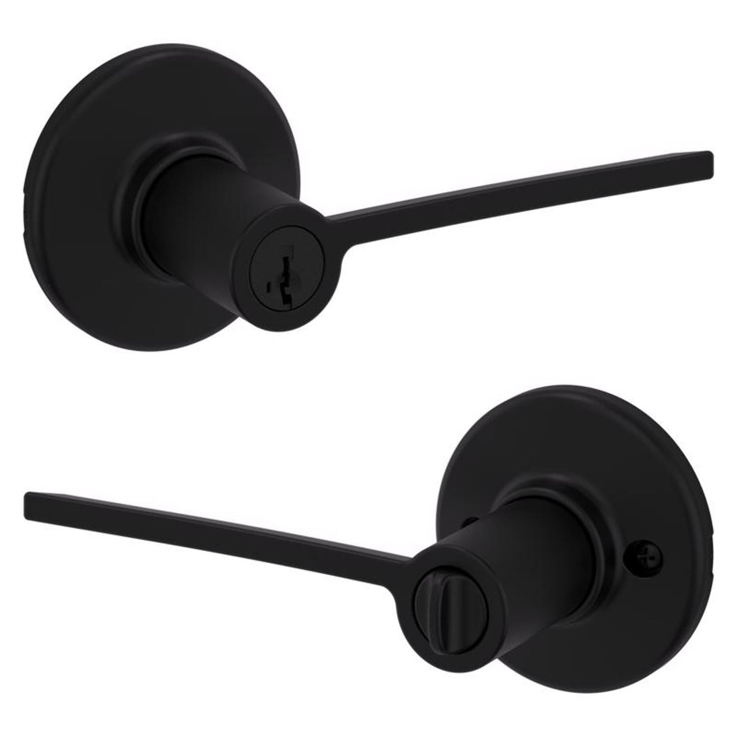 Kwikset Ladera Matte Black Keyed Entry Lever, ANSI/BHMA Grade 3, 2-3/4 in Backset
