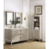 Chennai 61 in. W Double Vanity in White Wash with Engineered Stone Vanity Top in Crystal White with White Sinks - Super Arbor