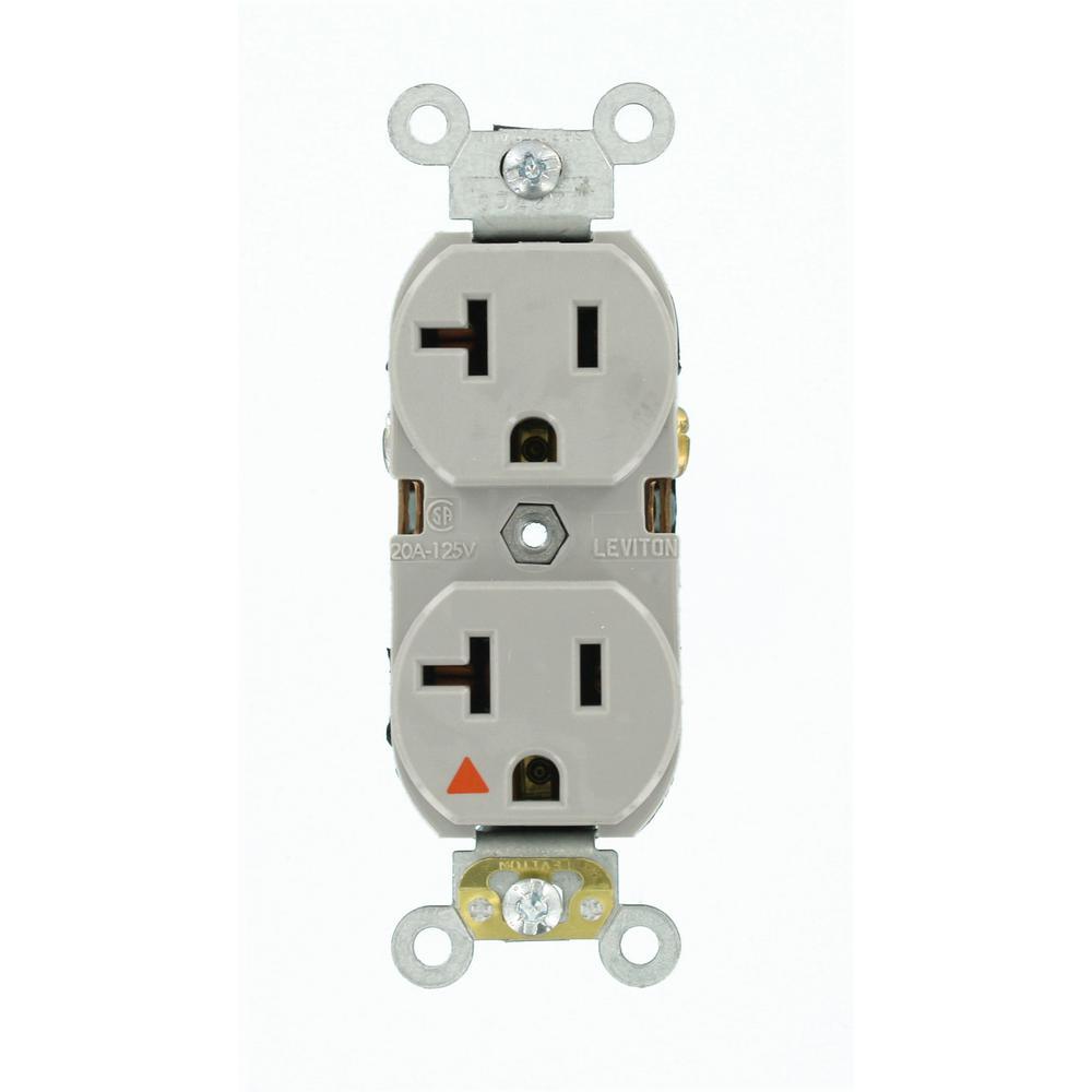 20 Amp Industrial Grade Heavy Duty Isolated Ground Duplex Outlet, Orange - Super Arbor