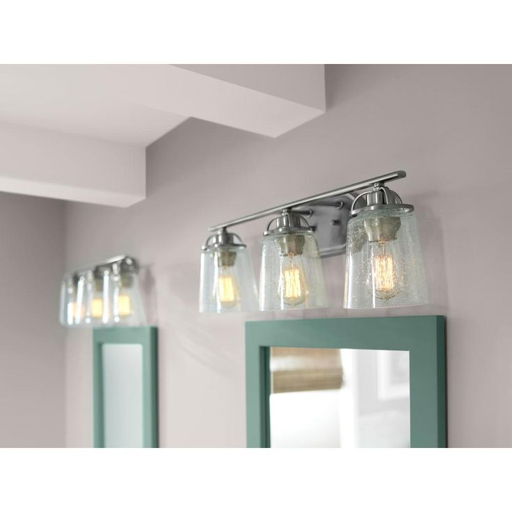 Inspiration 23.19 in. 3-Light Brushed Nickel Bathroom Vanity Light with Glass Shades