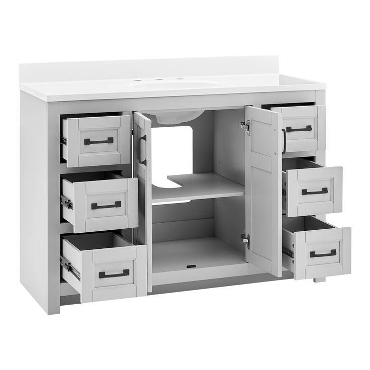 Style Selections Lowry 49-in Light Gray Single Sink Bathroom Vanity with White Acrylic Top