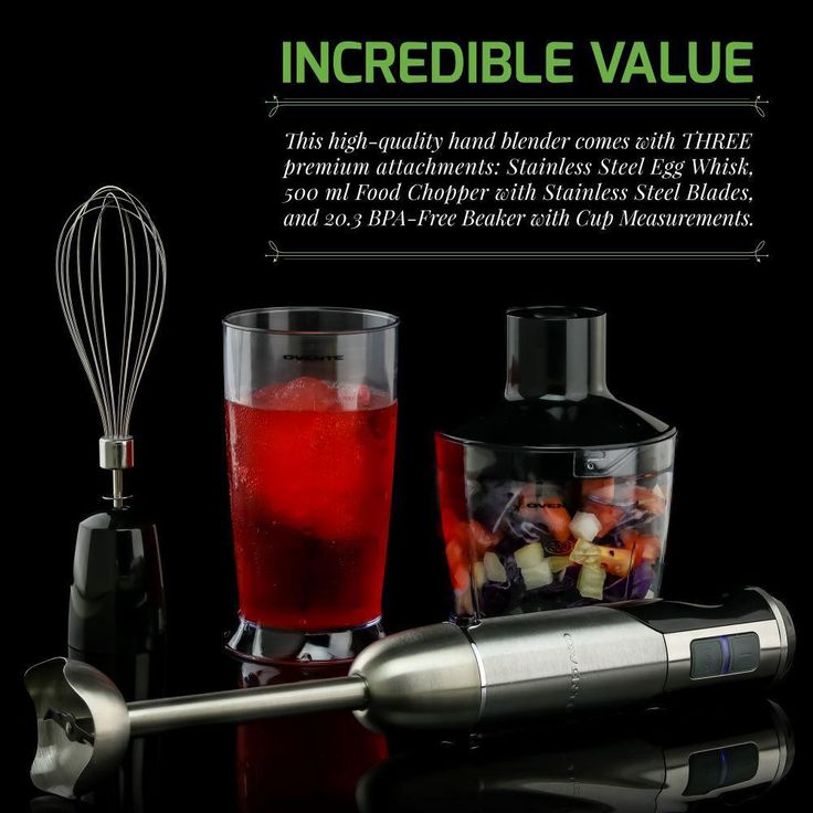 Multi-Purpose Immersion Hand Blender Set-500-Watts, Includes Food Chopper, Egg Whisk, BPA-Free Beaker, Black, 6-Speed