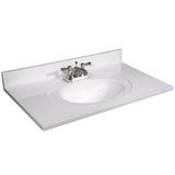 37 in. W x 22 in. D Cultured Marble Vanity Top in White with Solid White Bowl - Super Arbor
