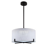 35-Watt Matte Black Integrated LED Pendant with Fabric Shade - Super Arbor
