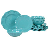 Perlette 12-Piece Solid Cream Melamine Outdoor Dinnerware Set (Service for 4)