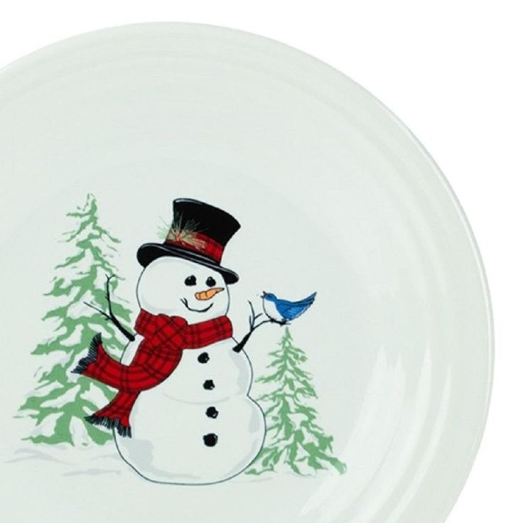 White Snowman Luncheon Plate