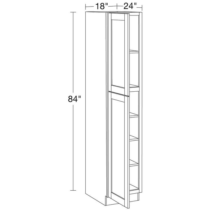 Home Decorators Collection Washington Veiled Gray Plywood Shaker Assembled Utility Pantry Kitchen Cabinet Soft Close 18 in W x 24 in D x 84 in H