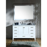 Cambridge 55 in. Bath Vanity in White with Marble Vanity Top in Carrara White with White Basin - Super Arbor