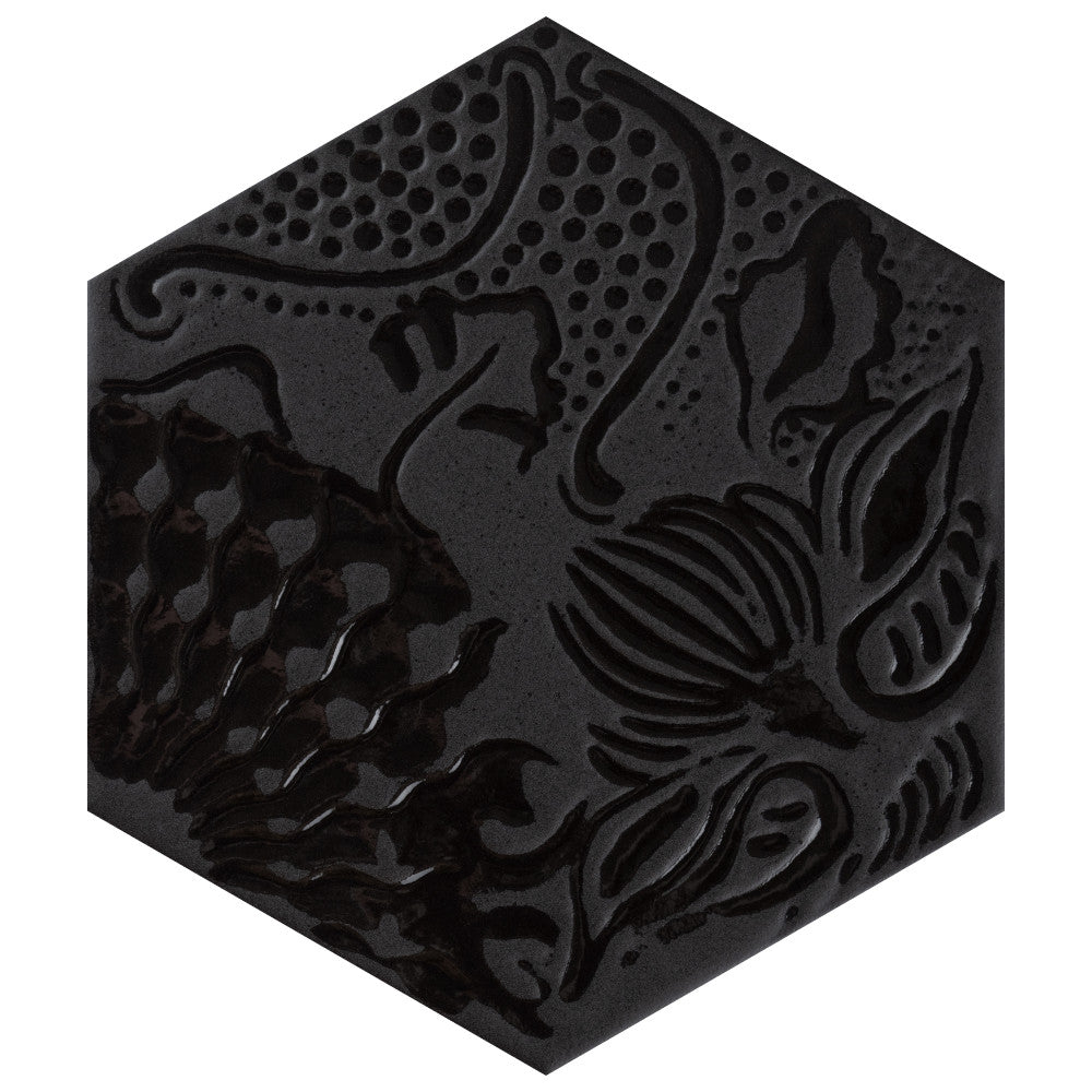 Gaudi Lux Hex Black 8-5/8 in. x 9-7/8 in. Porcelain Floor and Wall Tile (11.56 sq. ft./Case)