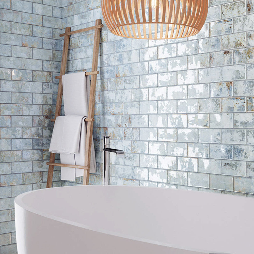 Merola Tile Biarritz Blue 3 in. x 6 in. Ceramic Wall Tile (6.04 sq. ft./Case)