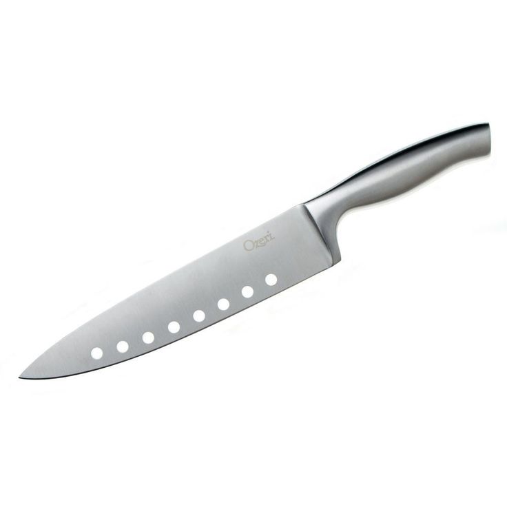 5-Piece Stainless Steel Knife and Sharpener Set, with Japanese Stainless Steel Slotted Blades