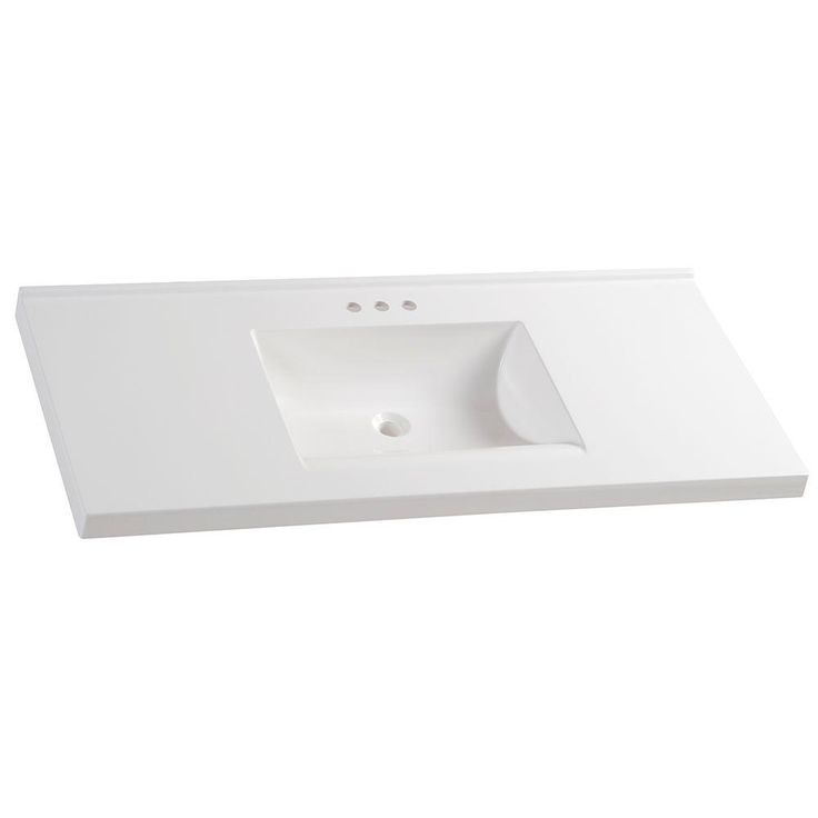 37 in. W x 22 in. D Cultured Marble Vanity Top in White with White Sink