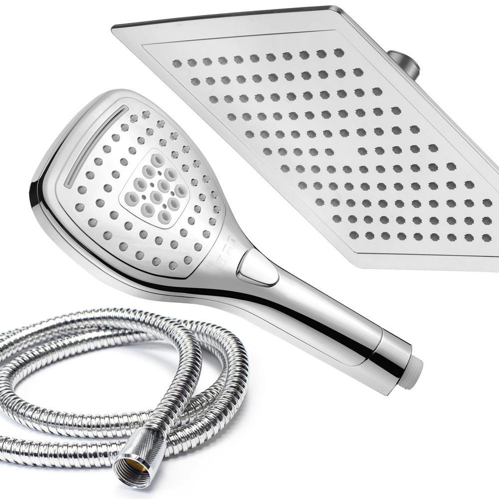 5-spray 9 in. Dual Shower Head and Handheld Shower Head with Waterfall in Chrome - Super Arbor