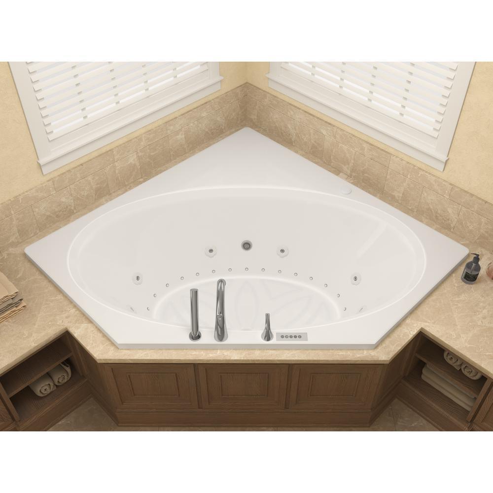 Mali 5 ft. Acrylic Corner Drop-in Air and Whirlpool Bathtub in White - Super Arbor