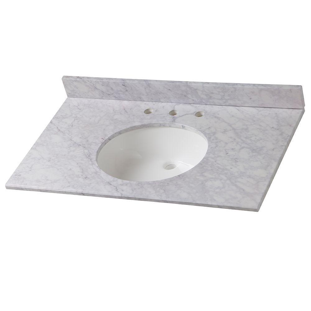 31 in. x 22 in. Stone Effects Vanity Top in Cascade with White Sink - Super Arbor