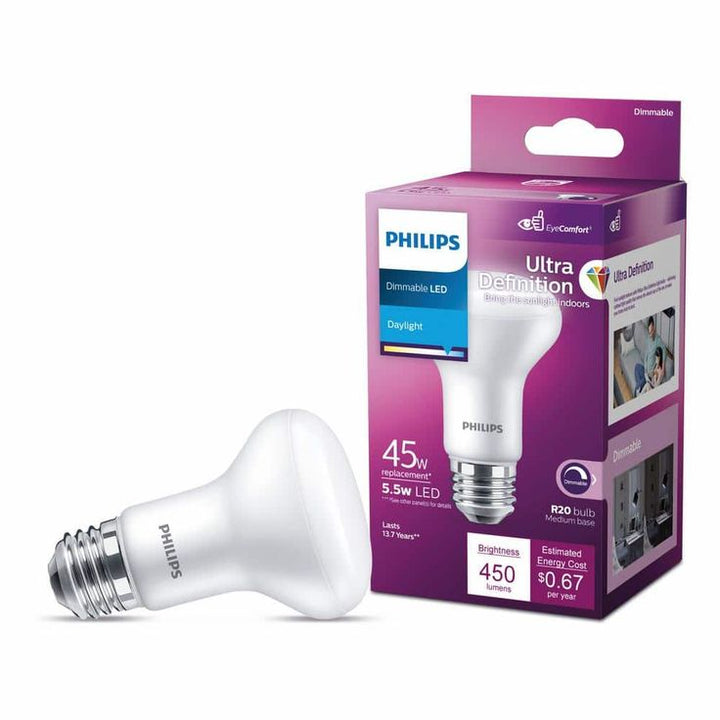 Philips 45-Watt Equivalent R20 Dimmable LED Flood Light Bulb Daylight (6-Pack)