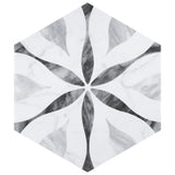 Merola Tile Classico Bardiglio Hex Flower 7 in. x 8 in. Porcelain Floor and Wall Tile (7.5 sq. ft./Case)
