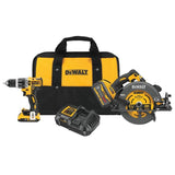 FLEXVOLT 60-Volt MAX Lithium-Ion Cordless Brushless 7-1/4 in. Circular Saw with (2) Batteries 2Ah and Bonus Hammer Drill