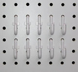 White Peg Board Hook Kit Garage Tool Storage Pegboard 50 pieces J Hook Style