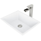 Vinca Matte Stone Vessel Sink in Matte White with Faucet in Graphite Black - Super Arbor