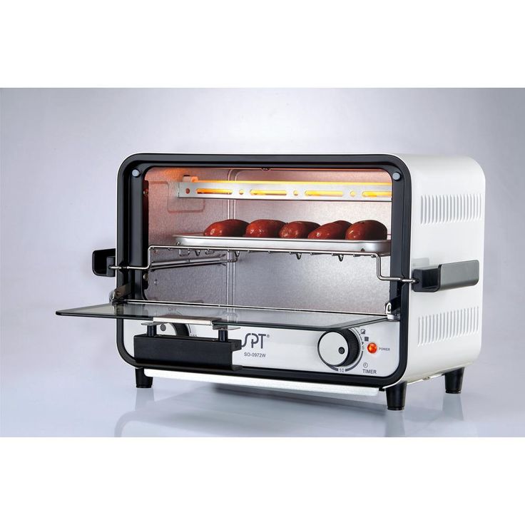 Easy Grasp 800 W 2-Slice White Countertop Toaster Oven with Built-In Timer