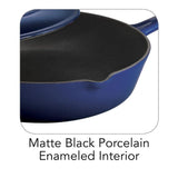 Gourmet 10 in. Porcelain-Enameled Cast Iron Skillet in Gradated Cobalt with Lid