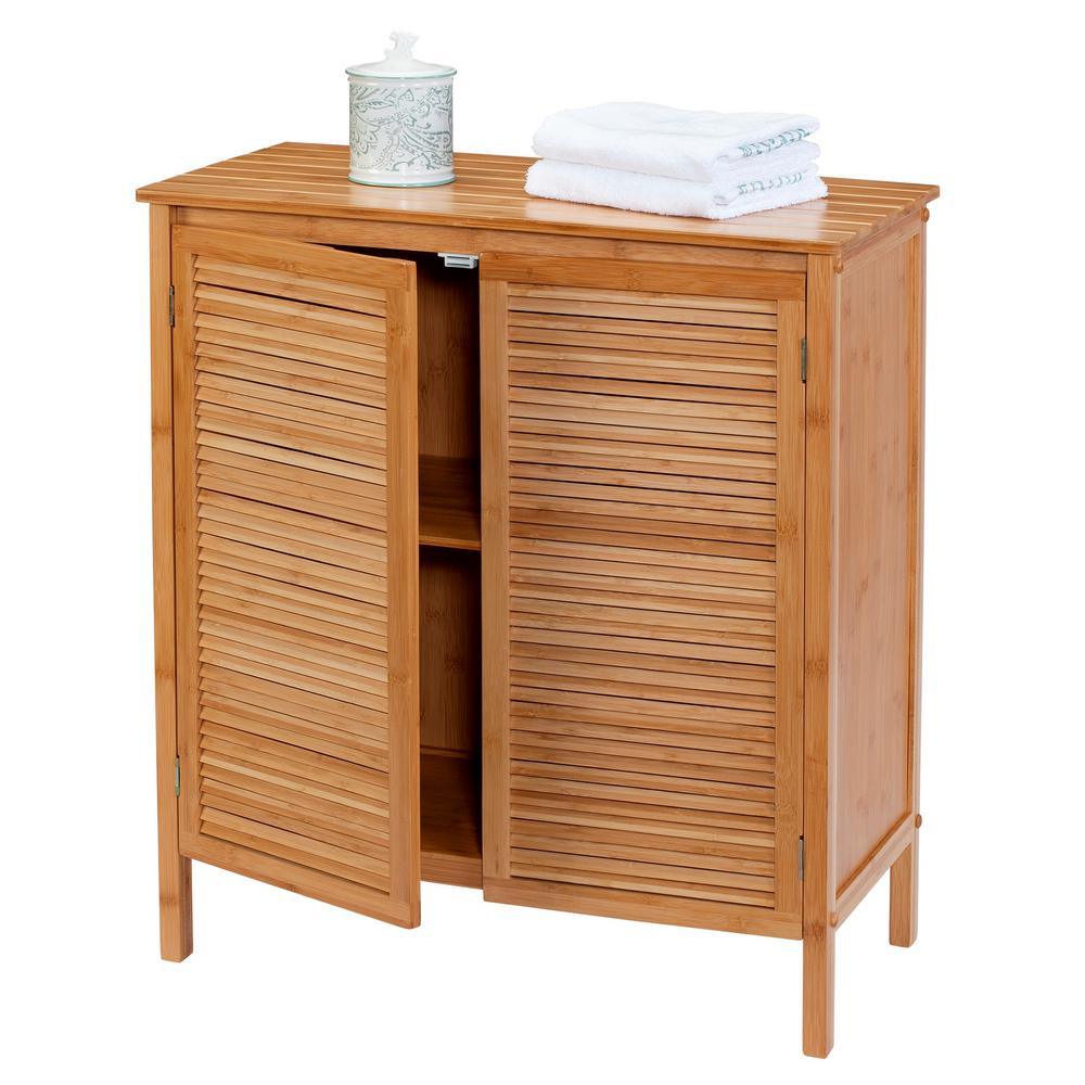 26.75 in. W x 13.75 in. D x 29.75 in. H EcoStyles Louvered Bamboo Floor Cabinet - Super Arbor