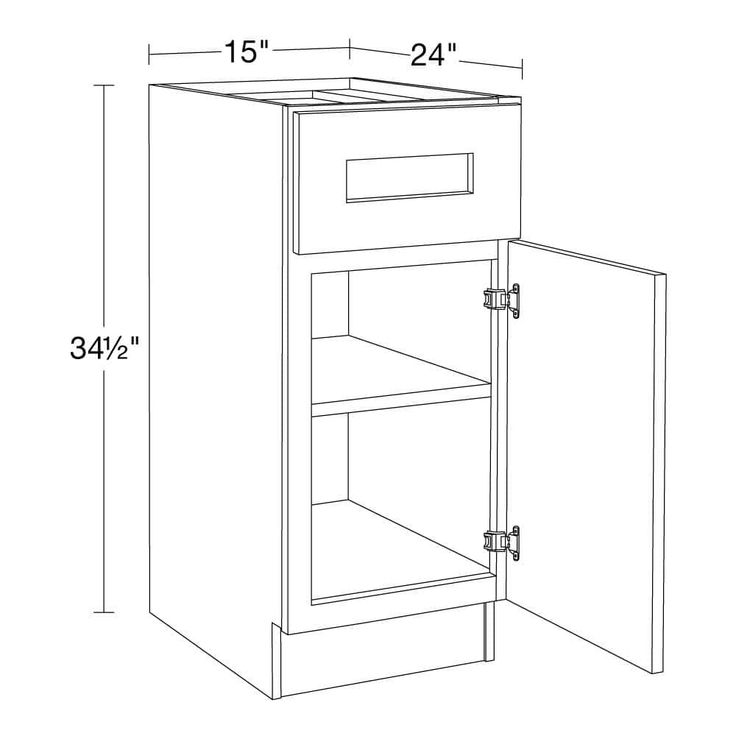 Home Decorators Collection Newport 15 in. W x 24 in. D x 34.5 in. H Assembled Plywood Base Kitchen Cabinet in Deep Onyx with Soft Close RH