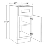 Home Decorators Collection Newport 15 in. W x 24 in. D x 34.5 in. H Assembled Plywood Base Kitchen Cabinet in Deep Onyx with Soft Close RH
