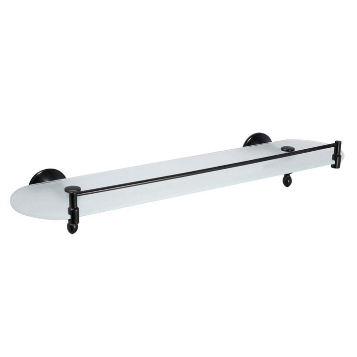 Antica 20 in. W Frosted Glass Shelf with Rail in Rubbed Bronze - Super Arbor