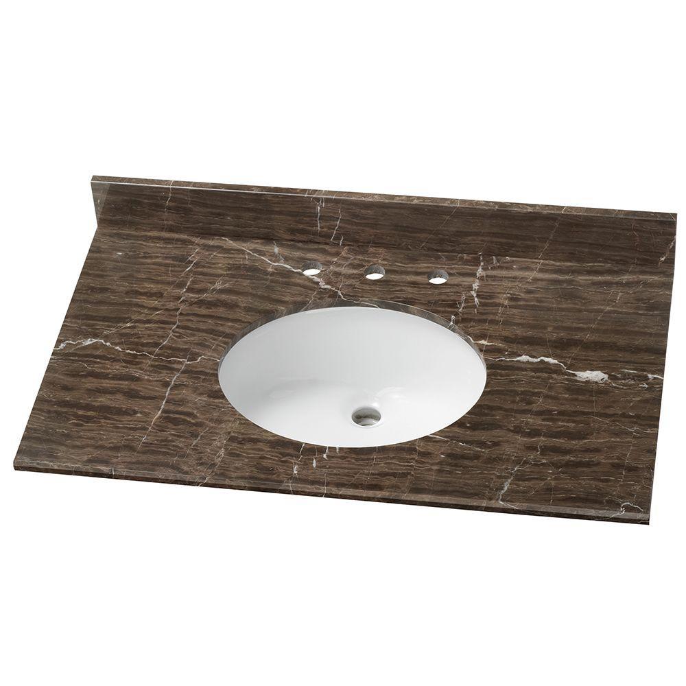 31 in. x 22 in. Stone Effects Vanity Top in Cascade with White Sink - Super Arbor